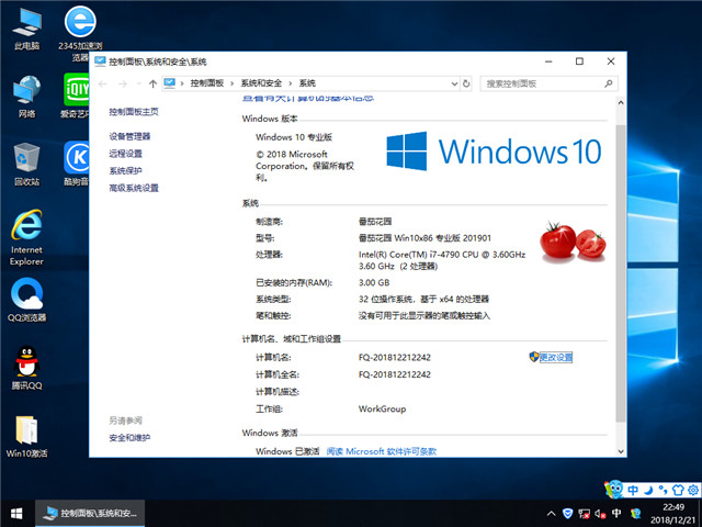 ѻ԰ Win10 x861803רҵ棩v2019.01