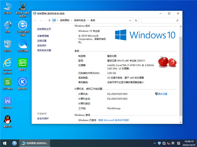 ѻ԰ Win10 x861909רҵ棩v2020.11